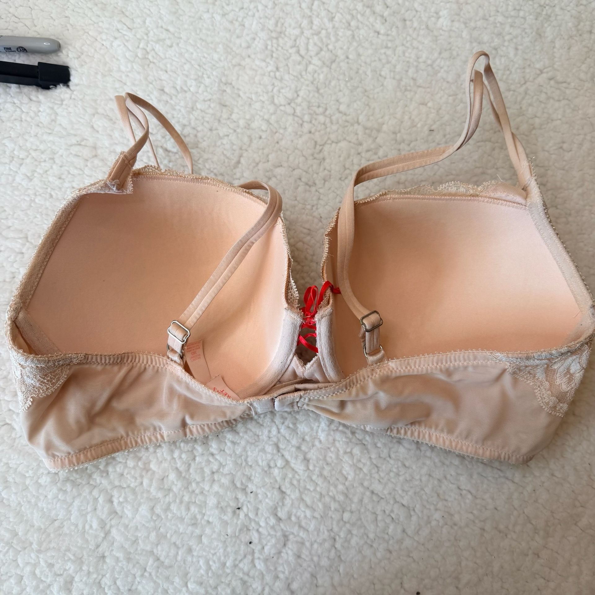 Victoria's Secret Balconet Bra Size 36D Nude Red 3
