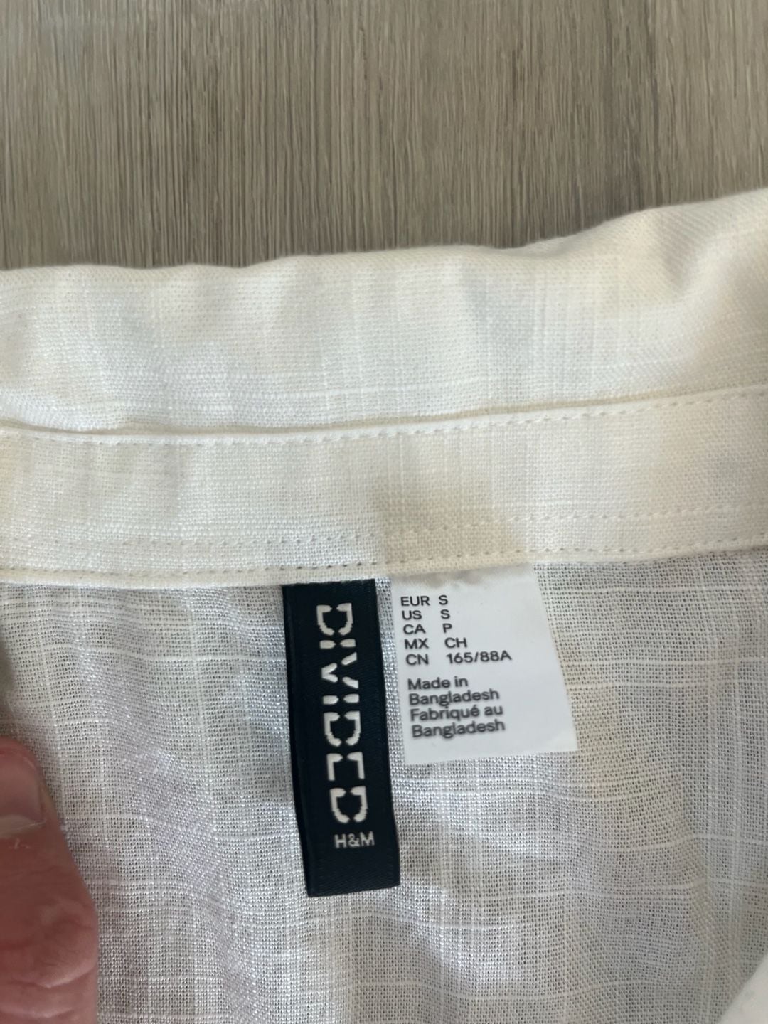 H&M Divided Short Sleeve Button Down Shirt Size S White Linen Blend 3