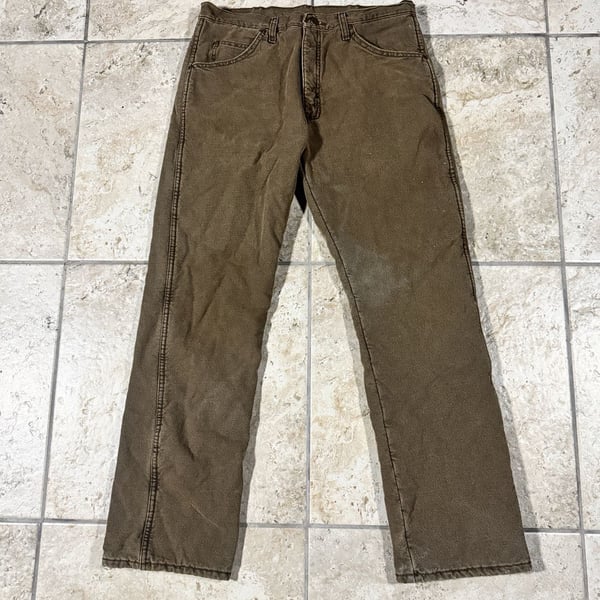Wrangler Rugged Wear Inner Fleece Work Jeans Brown