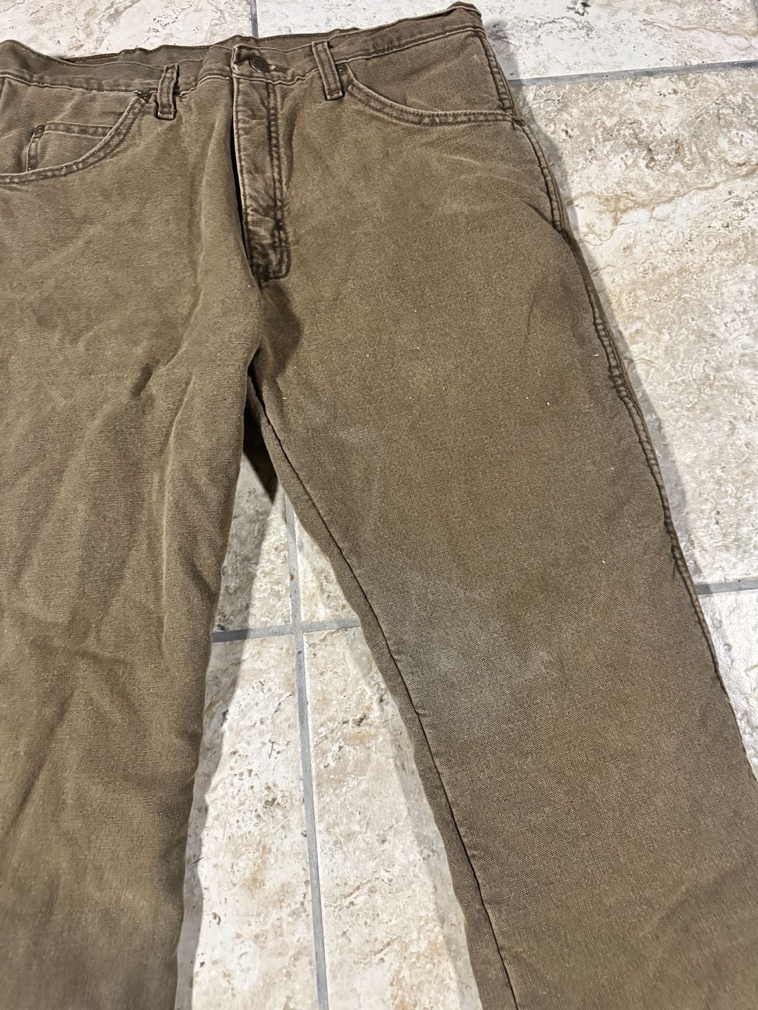 Wrangler Rugged Wear Inner Fleece Work Jeans Brown 3