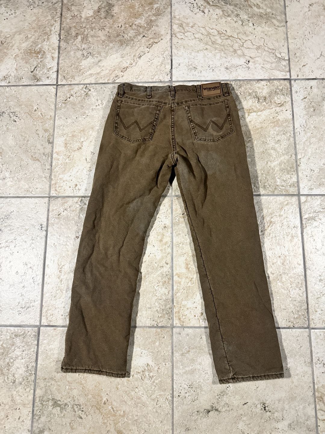 Wrangler Rugged Wear Inner Fleece Work Jeans Brown 5