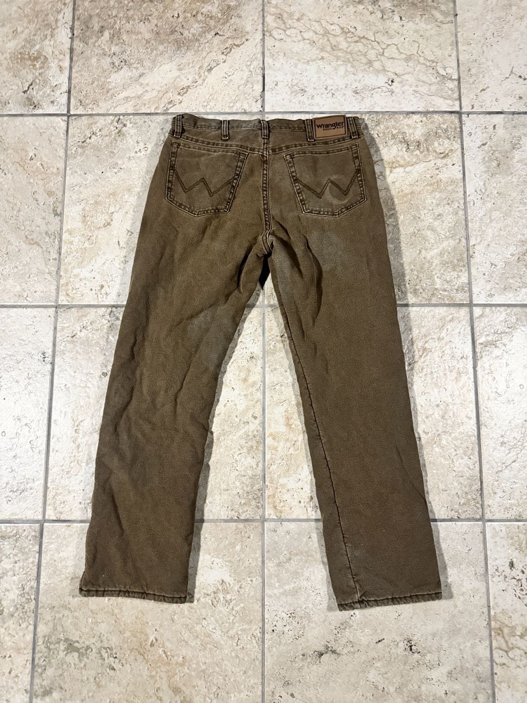 Wrangler Rugged Wear Inner Fleece Work Jeans Brown 6