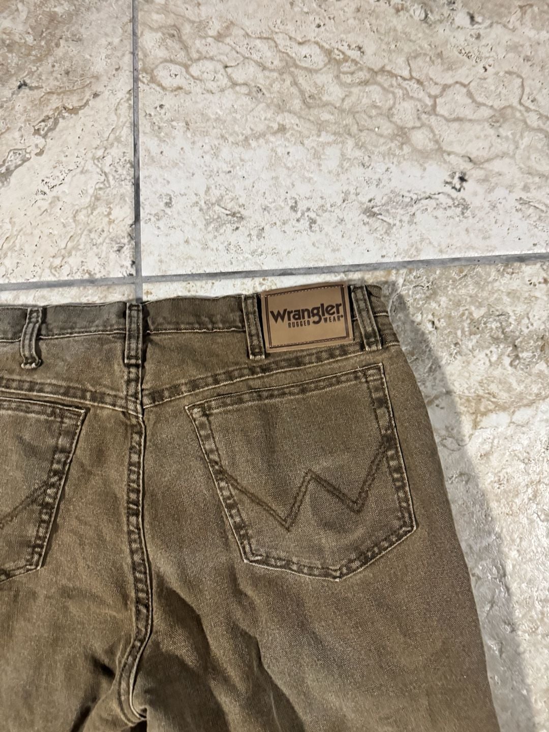 Wrangler Rugged Wear Inner Fleece Work Jeans Brown 7