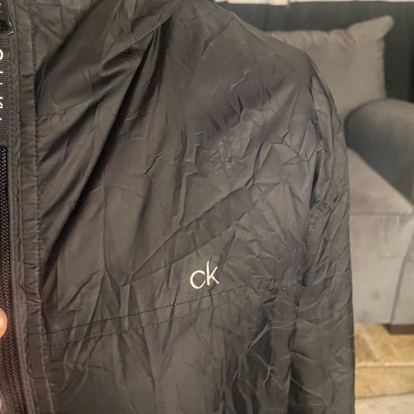 Calvin Klein Windbreaker Jacket Size M Black Hooded Full Zip