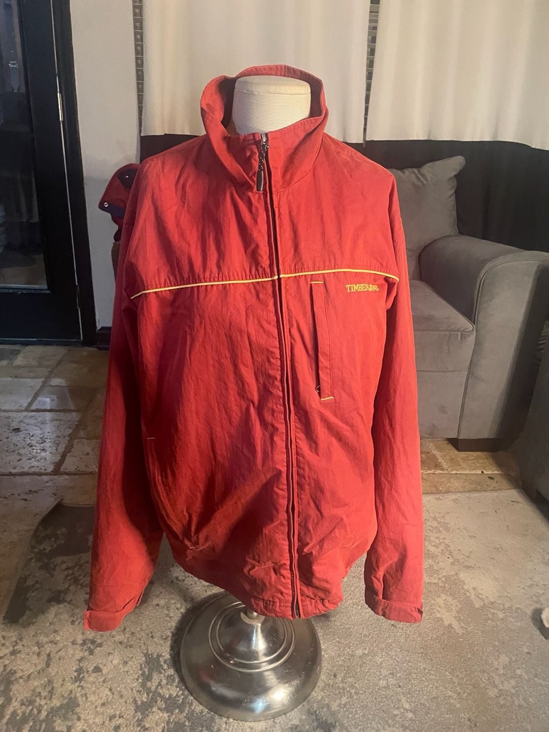 Timberland Weathergear Jacket Size XL Red Full Zip Windbreaker 2