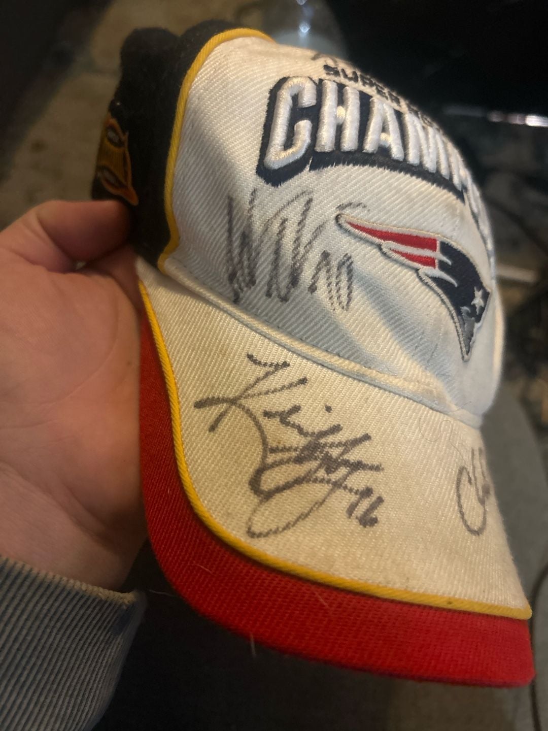 NFL New England Patriots Super Bowl XXXVIII Champions Autographed Hat 4
