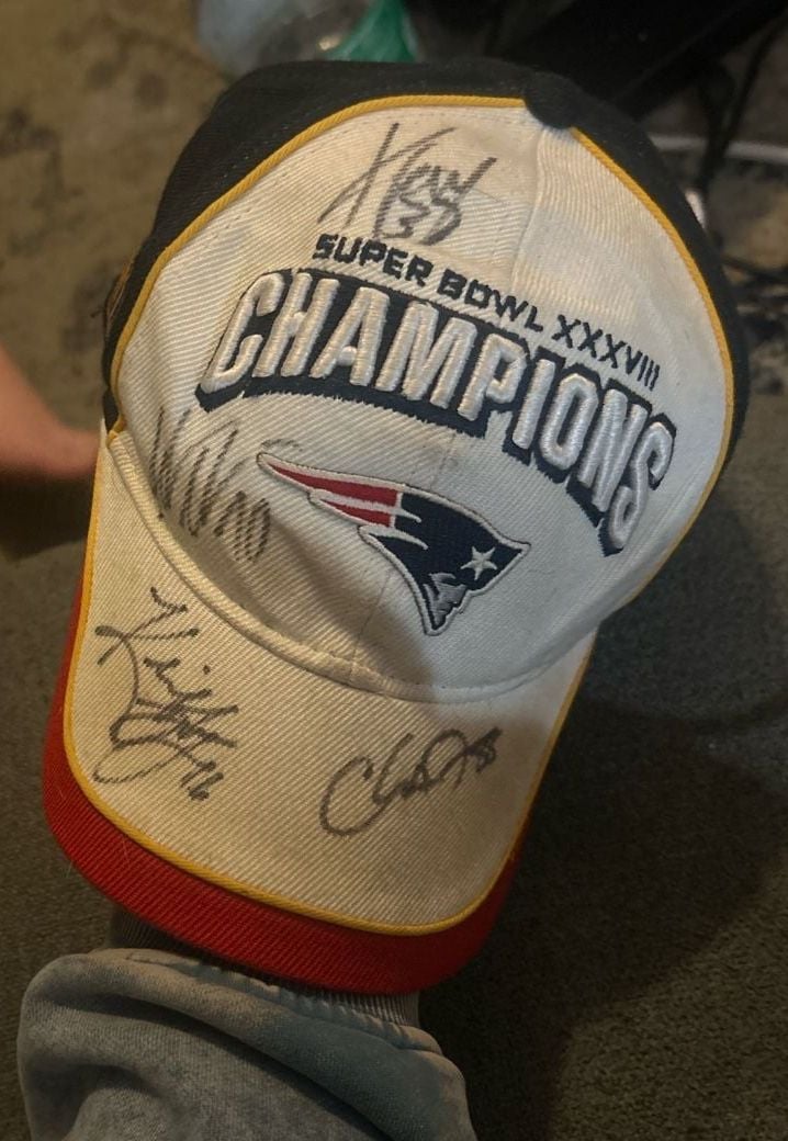 NFL New England Patriots Super Bowl XXXVIII Champions Autographed Hat 2