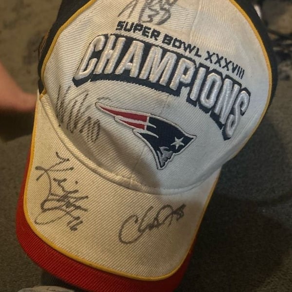 NFL New England Patriots Super Bowl XXXVIII Champions Autographed Hat