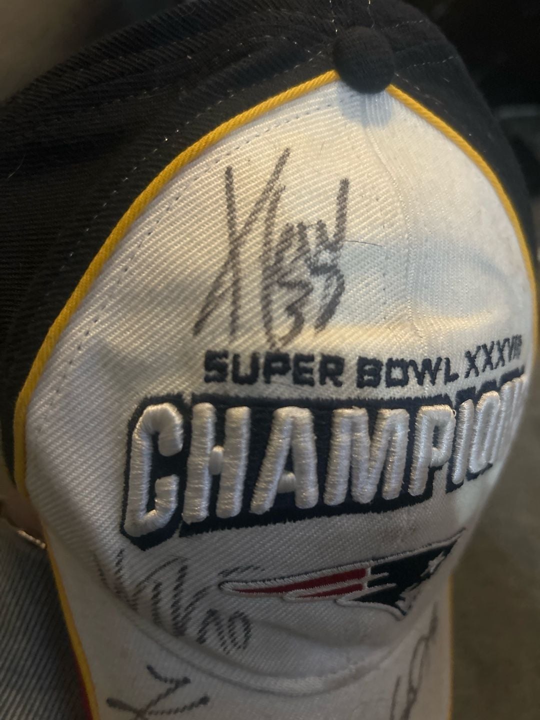 NFL New England Patriots Super Bowl XXXVIII Champions Autographed Hat 3