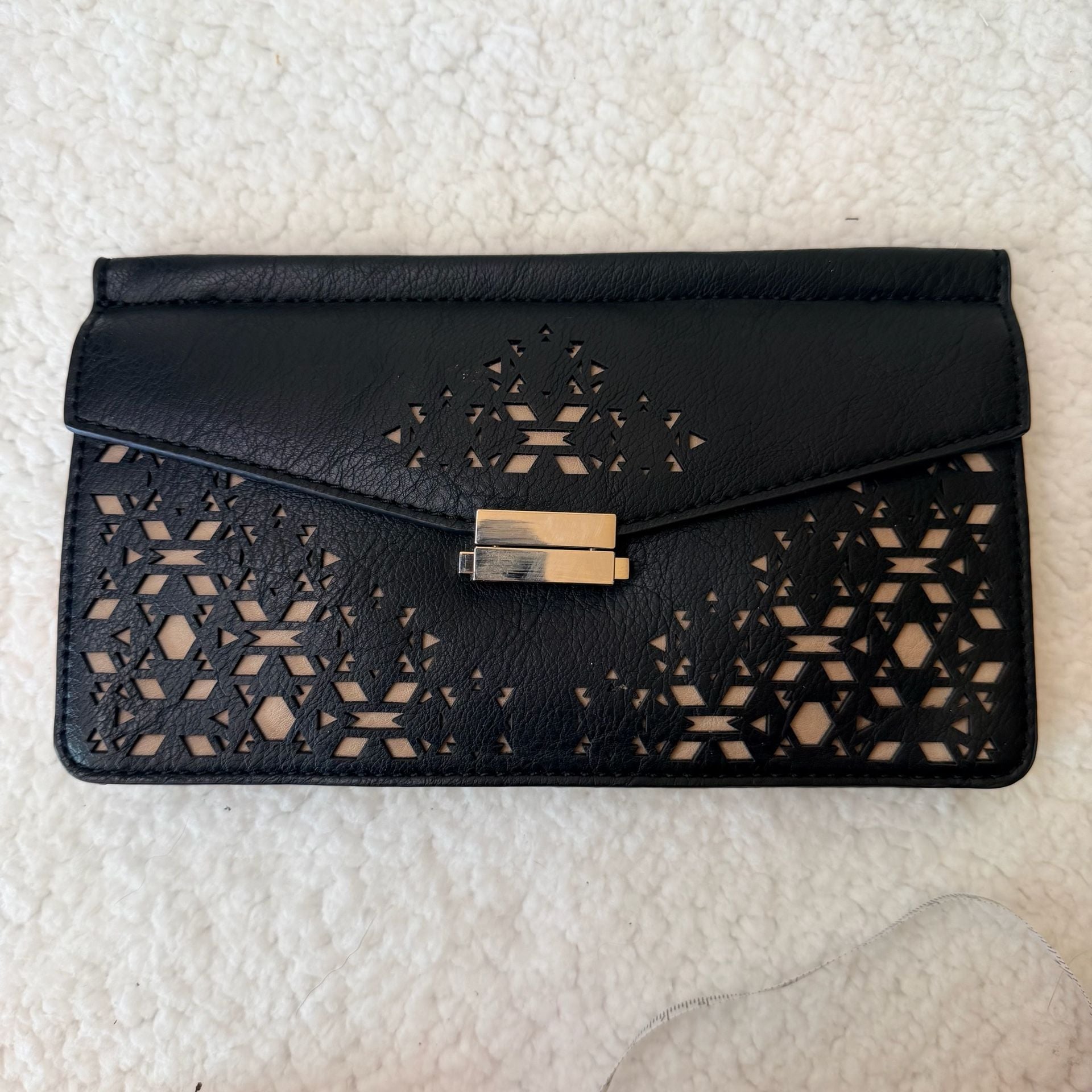 Danielle Nicole Black Perforated Envelope Clutch Wallet 2
