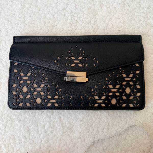 Danielle Nicole Black Perforated Envelope Clutch Wallet