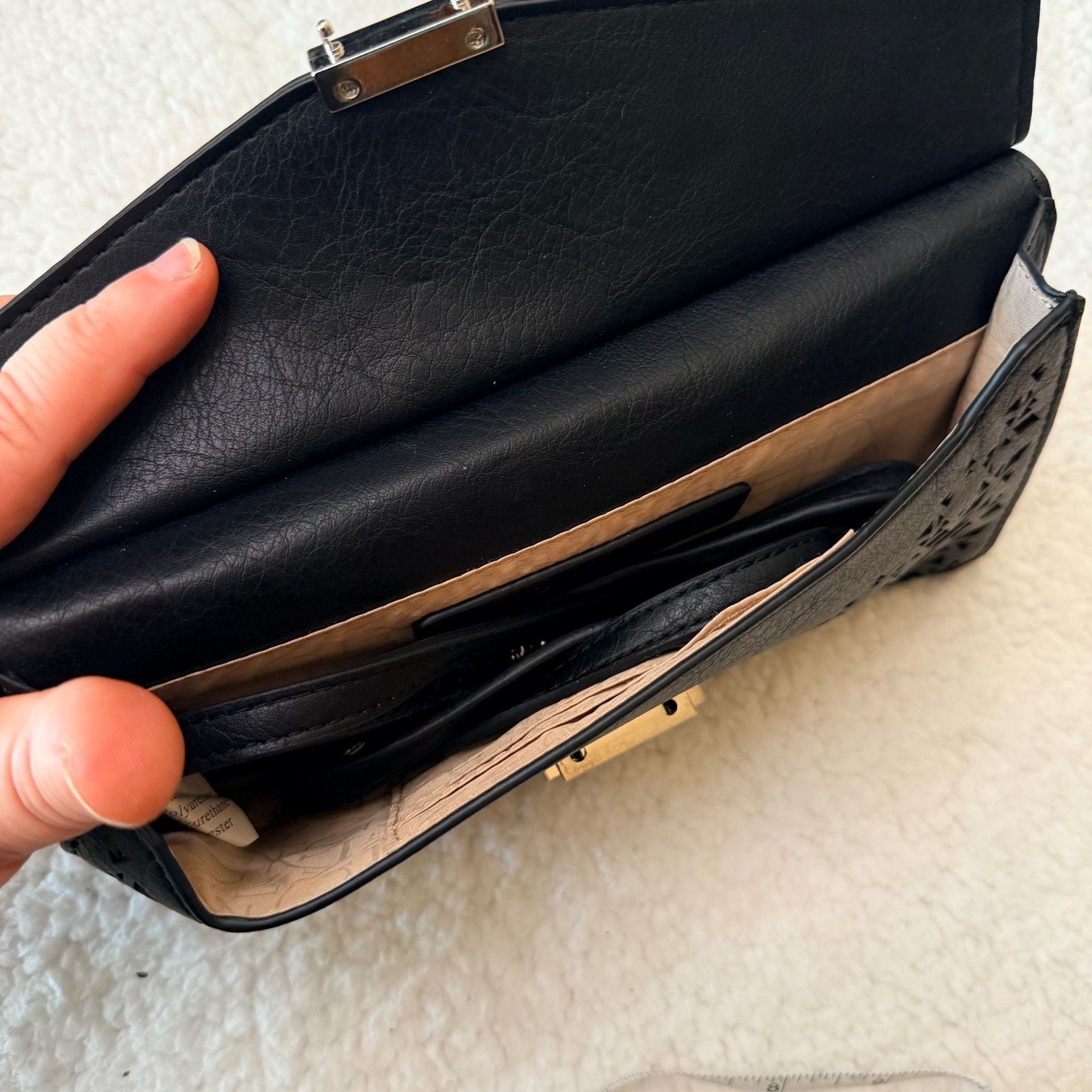 Danielle Nicole Black Perforated Envelope Clutch Wallet 4