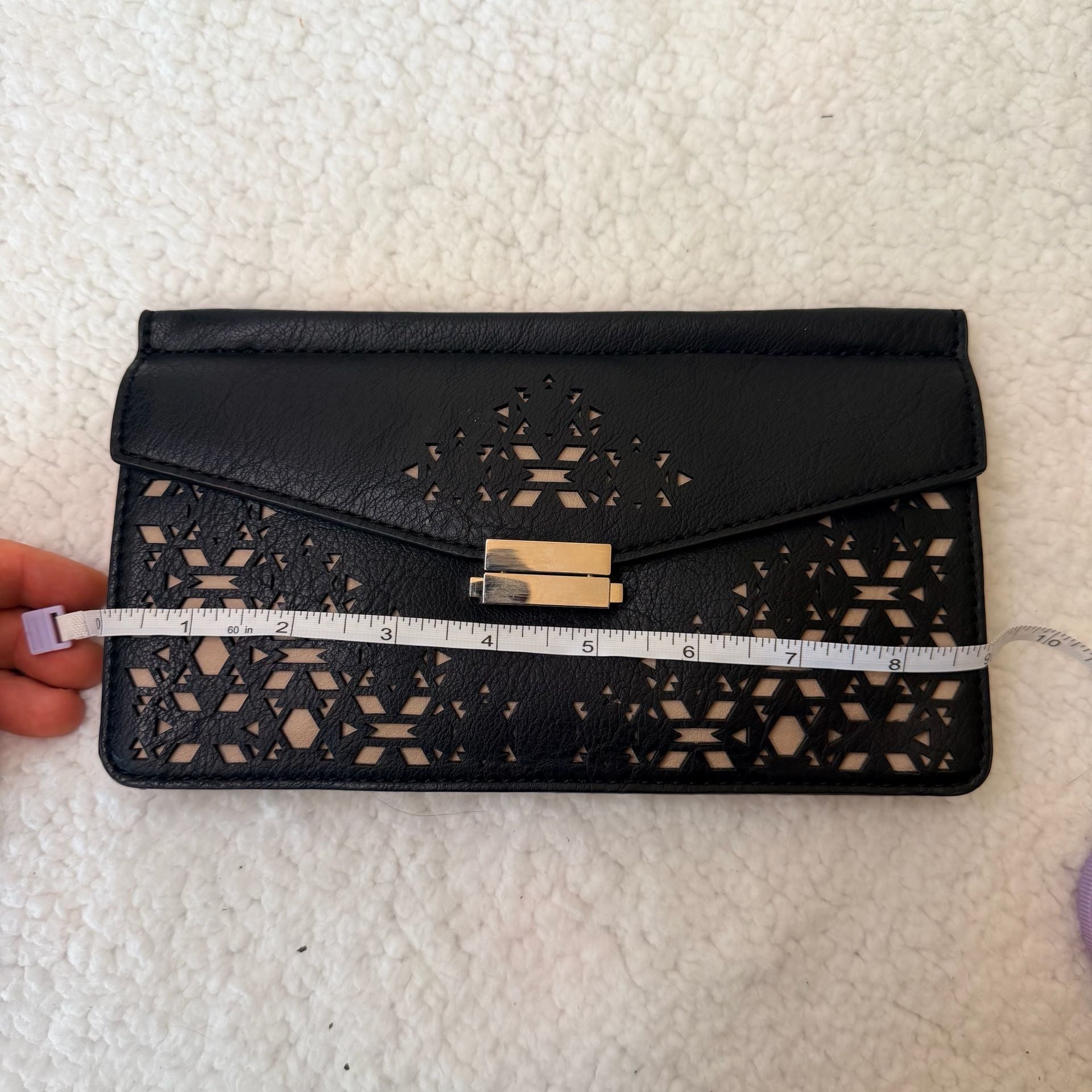 Danielle Nicole Black Perforated Envelope Clutch Wallet 5
