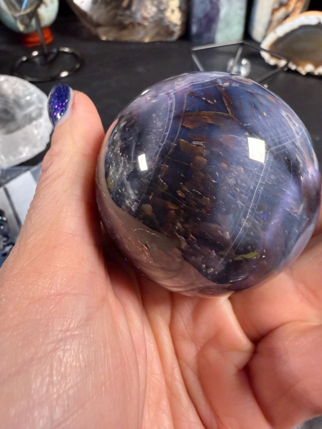 Blue Lotus Flower Blossom Jasper Crystal Sphere 5