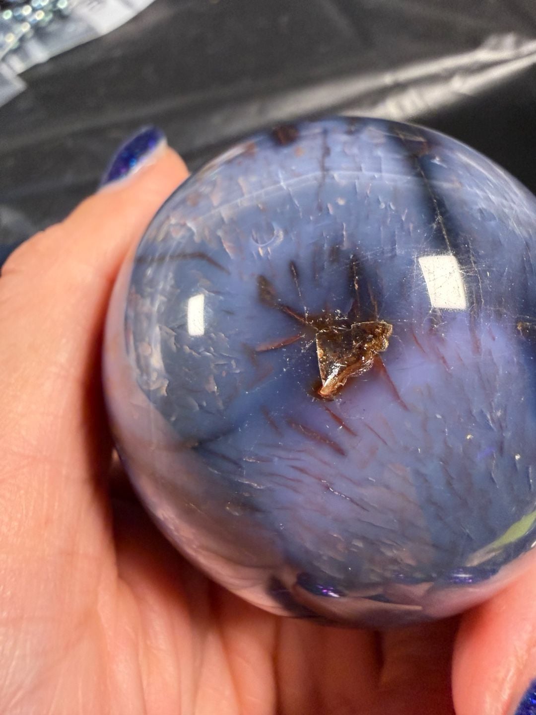 Blue Lotus Flower Blossom Jasper Crystal Sphere 6