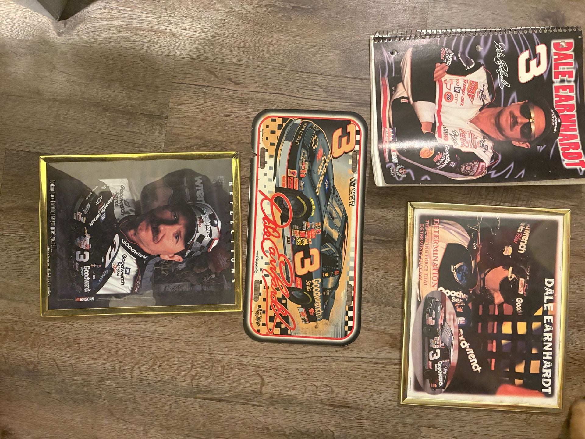 Dale Earnhardt NASCAR Collectible Lot Framed Photos , notebook and License Plate 2