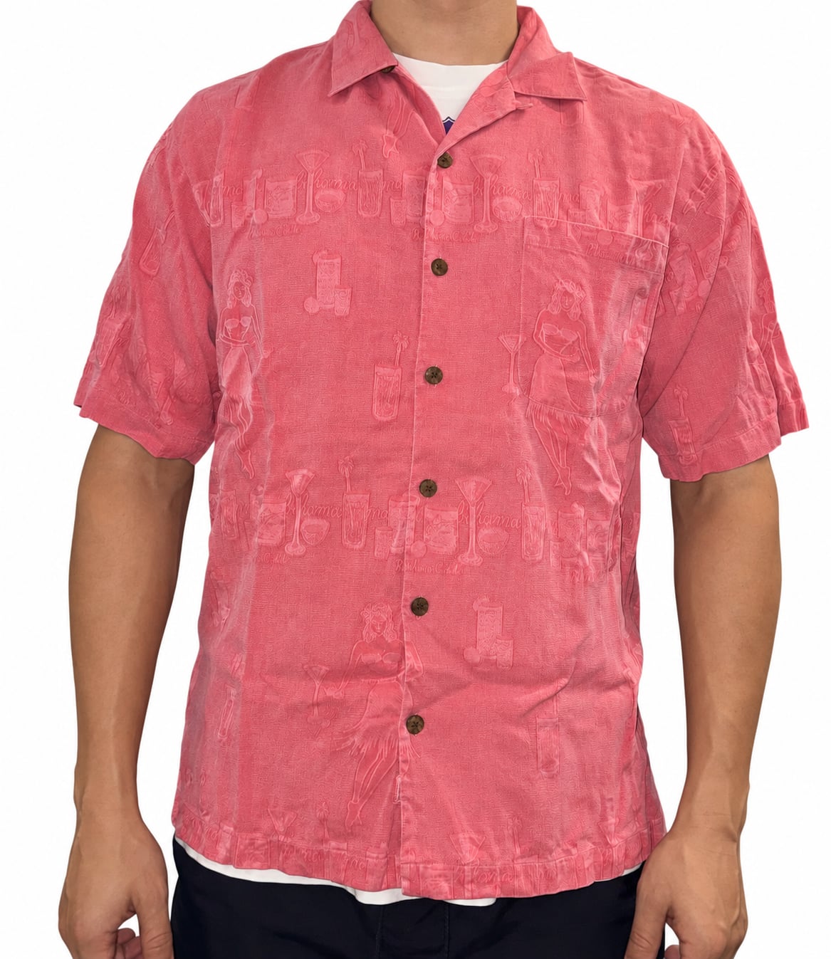 Tommy Bahama 100% Silk Hula Girl & Cocktail Jacquard Camp Shirt Size L 2