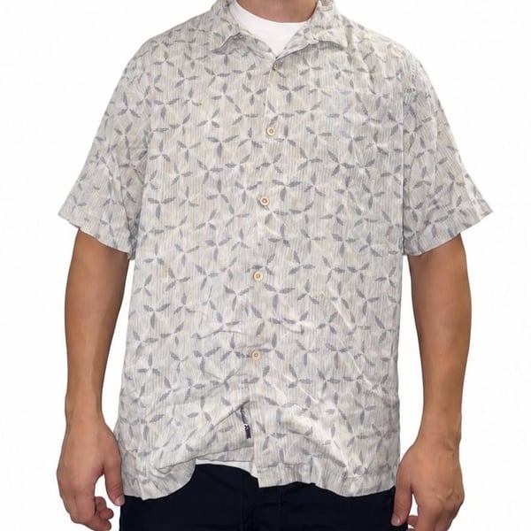 Tommy Bahama Silk Blend Geometric Print Short Sleeve Shirt XL Original Fit