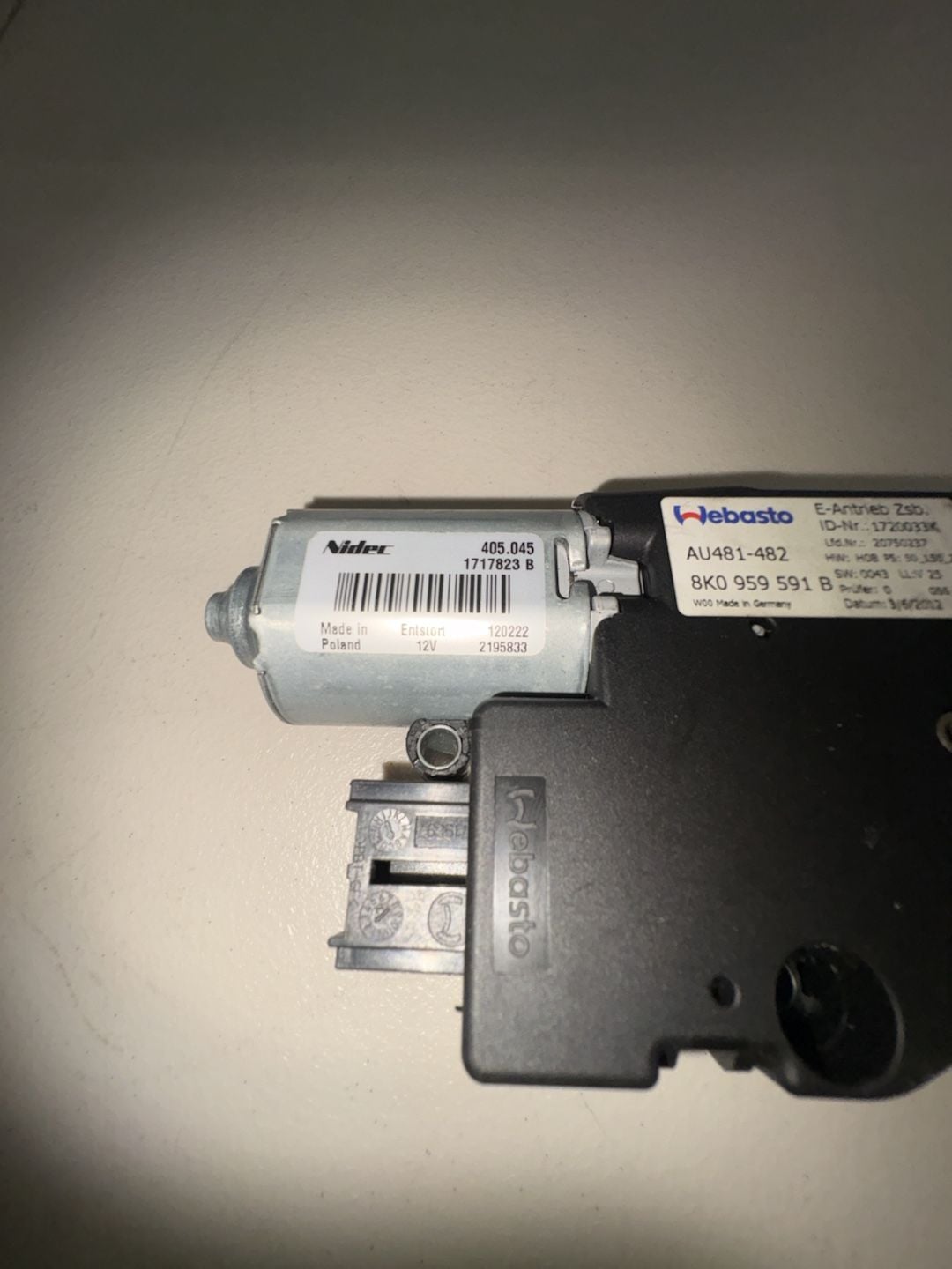 Webasto Audi Sunroof Motor 8K0 959 591 B OEM 2