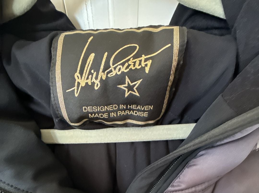 High Society Ski Jacket Faux Fur Size 38 Black Print 5