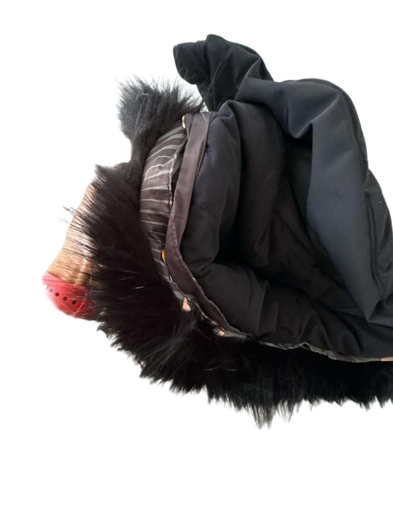 High Society Ski Jacket Faux Fur Size 38 Black Print 21