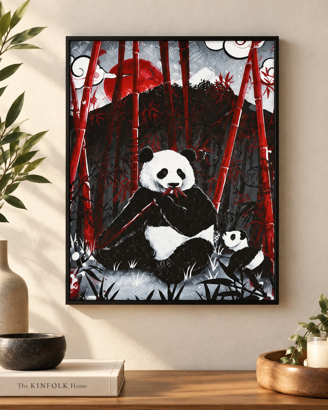 Japanese Art Canvas Wall Art Prints Set of 6 Red Black Decor 7