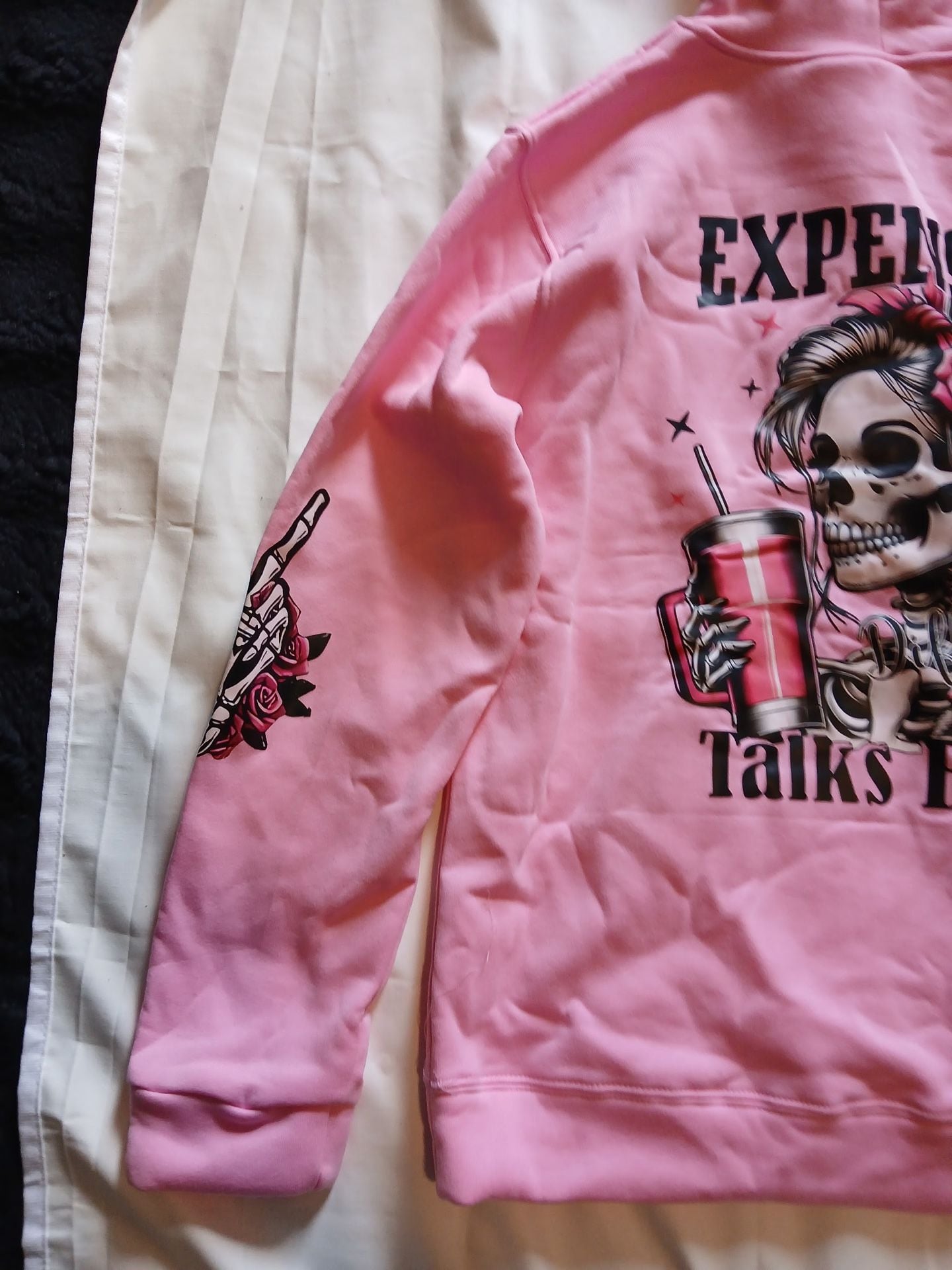 Expensive And Difficult Talks Back Skeleton Hoodie Pink 4