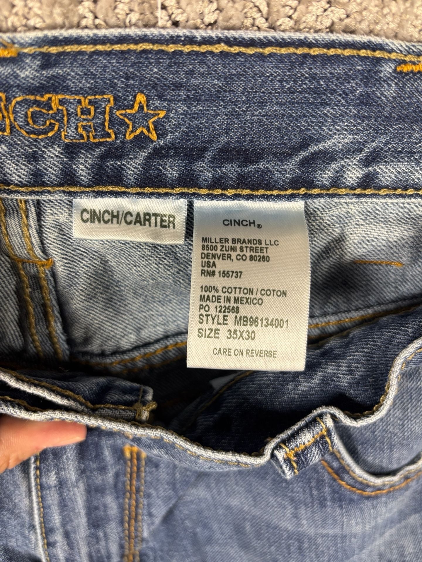 Cinch Carter Jeans Size 35x30 Blue Denim Cotton 242 4