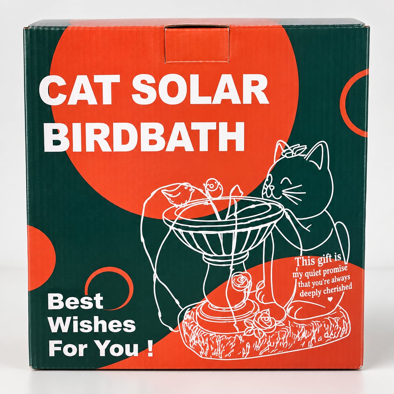 NEW Cat Solar Bird Bath Garden Statue Outdoor Yard Decor Fountain Light 9.3” 1