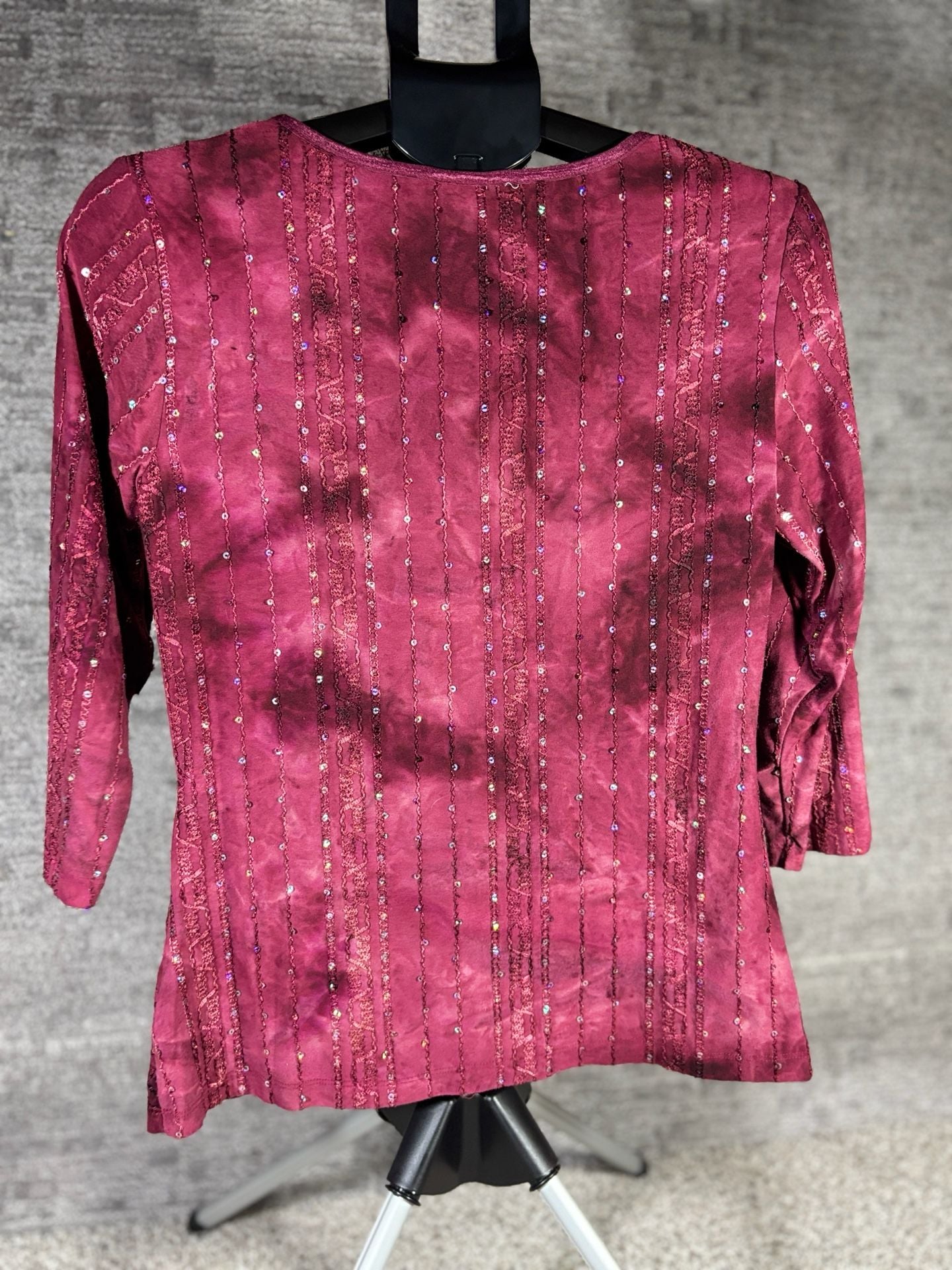 Dressbarn Embellished Top Size M Burgundy Sequin Blouse 146 5