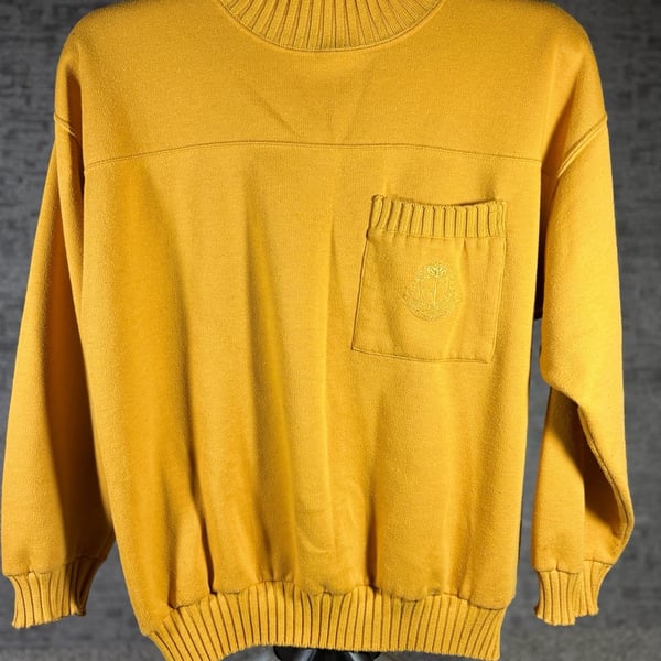 Vintage Mock Neck Pocket Yellow Sweater 70’s-80’s streetwear 145