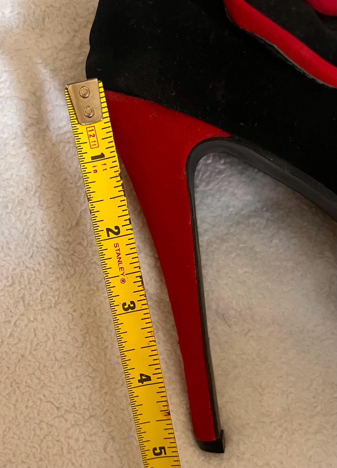 Show Story Platform Heels Black Red Faux Suede Stiletto 9
