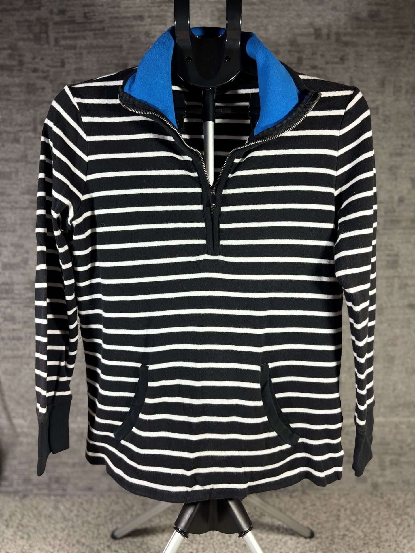 Jones New York Sport 1/4 Zip Pullover Size M Striped Blue Black 144 2
