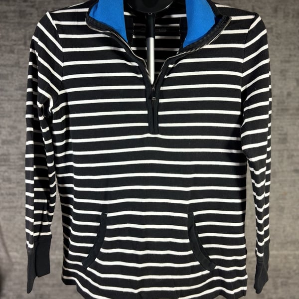 Jones New York Sport 1/4 Zip Pullover Size M Striped Blue Black 144