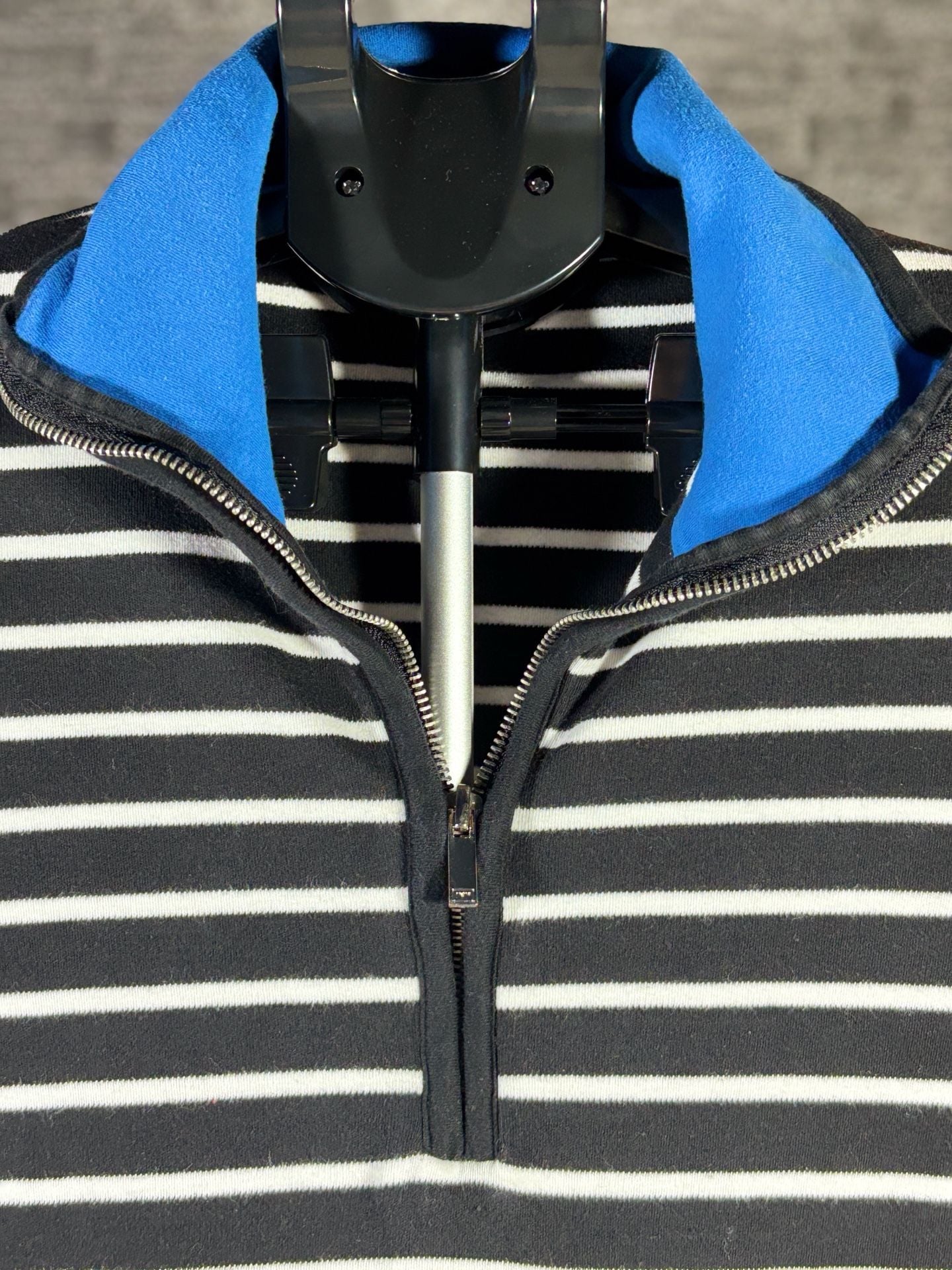 Jones New York Sport 1/4 Zip Pullover Size M Striped Blue Black 144 3