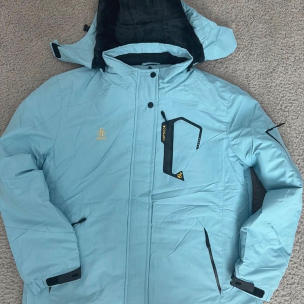 ASPO Ski Jacket Size L Light Blue Waterproof Hooded Winter Coat