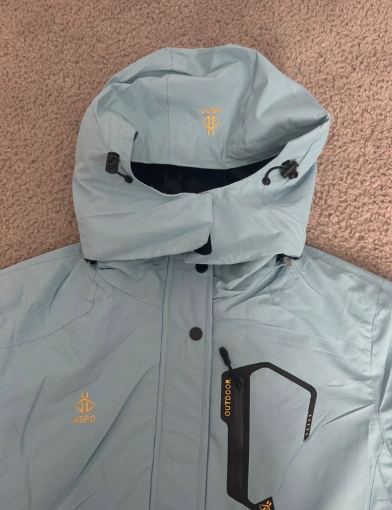 ASPO Ski Jacket Size L Light Blue Waterproof Hooded Winter Coat 9