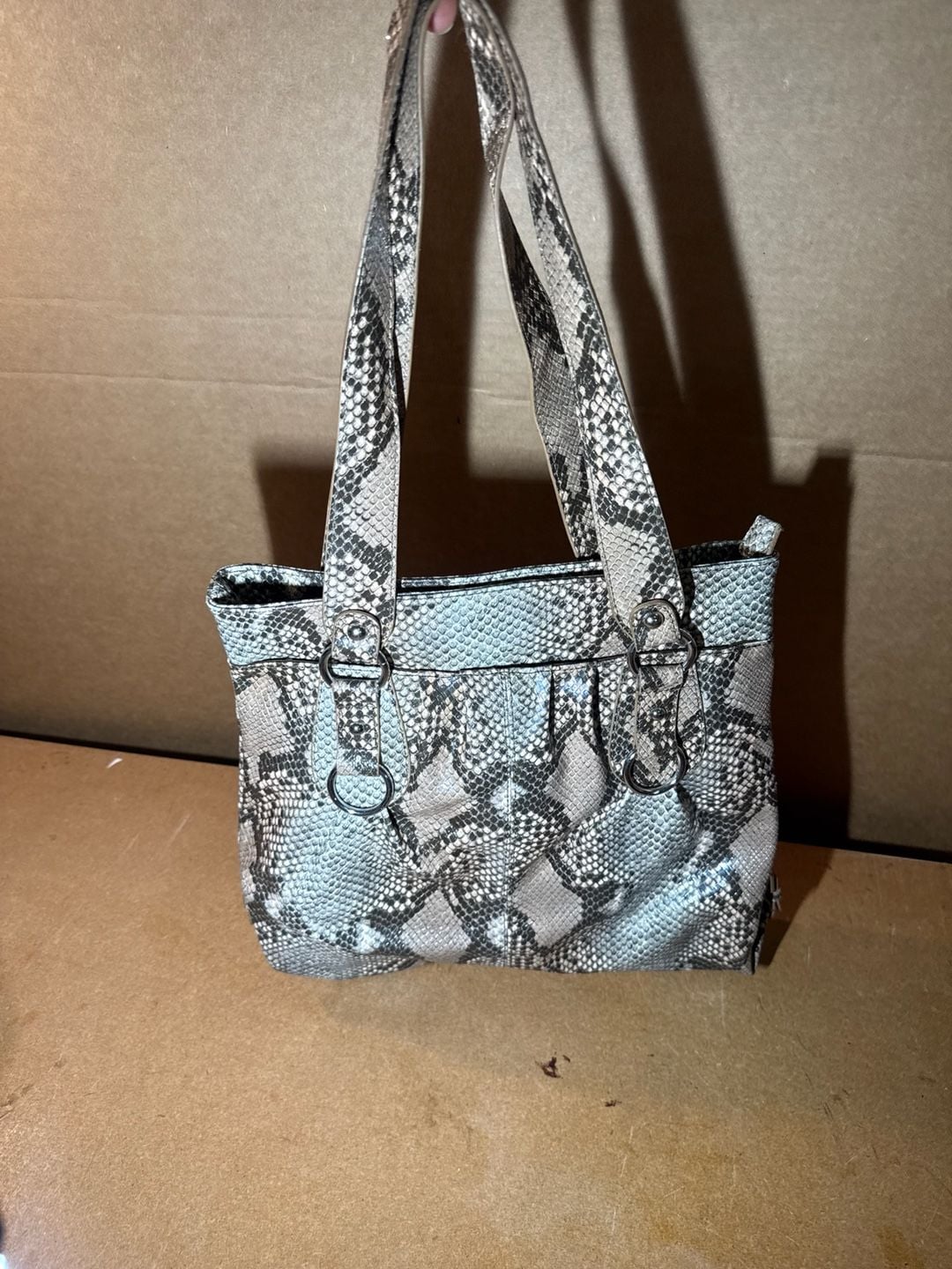Style & Co Snake Print Faux Leather Tote Handbag Grey 3