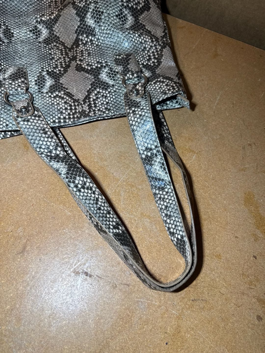 Style & Co Snake Print Faux Leather Tote Handbag Grey 6
