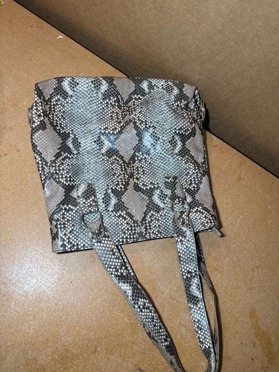 Style & Co Snake Print Faux Leather Tote Handbag Grey 7
