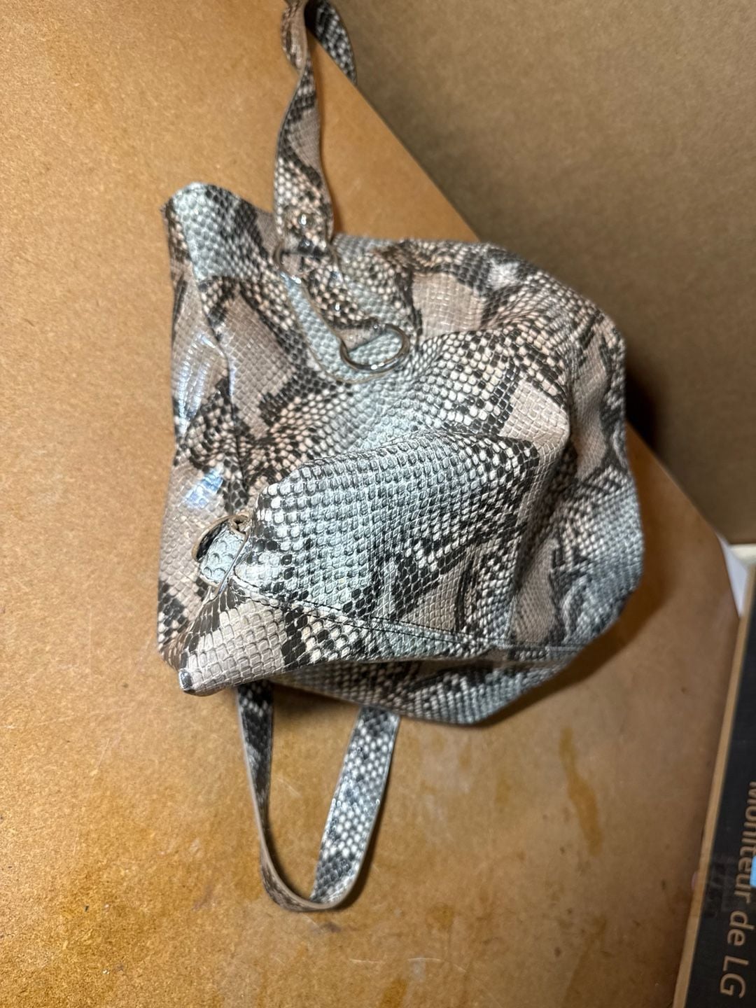 Style & Co Snake Print Faux Leather Tote Handbag Grey 11