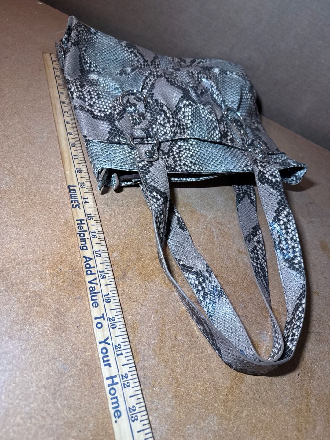 Style & Co Snake Print Faux Leather Tote Handbag Grey 12