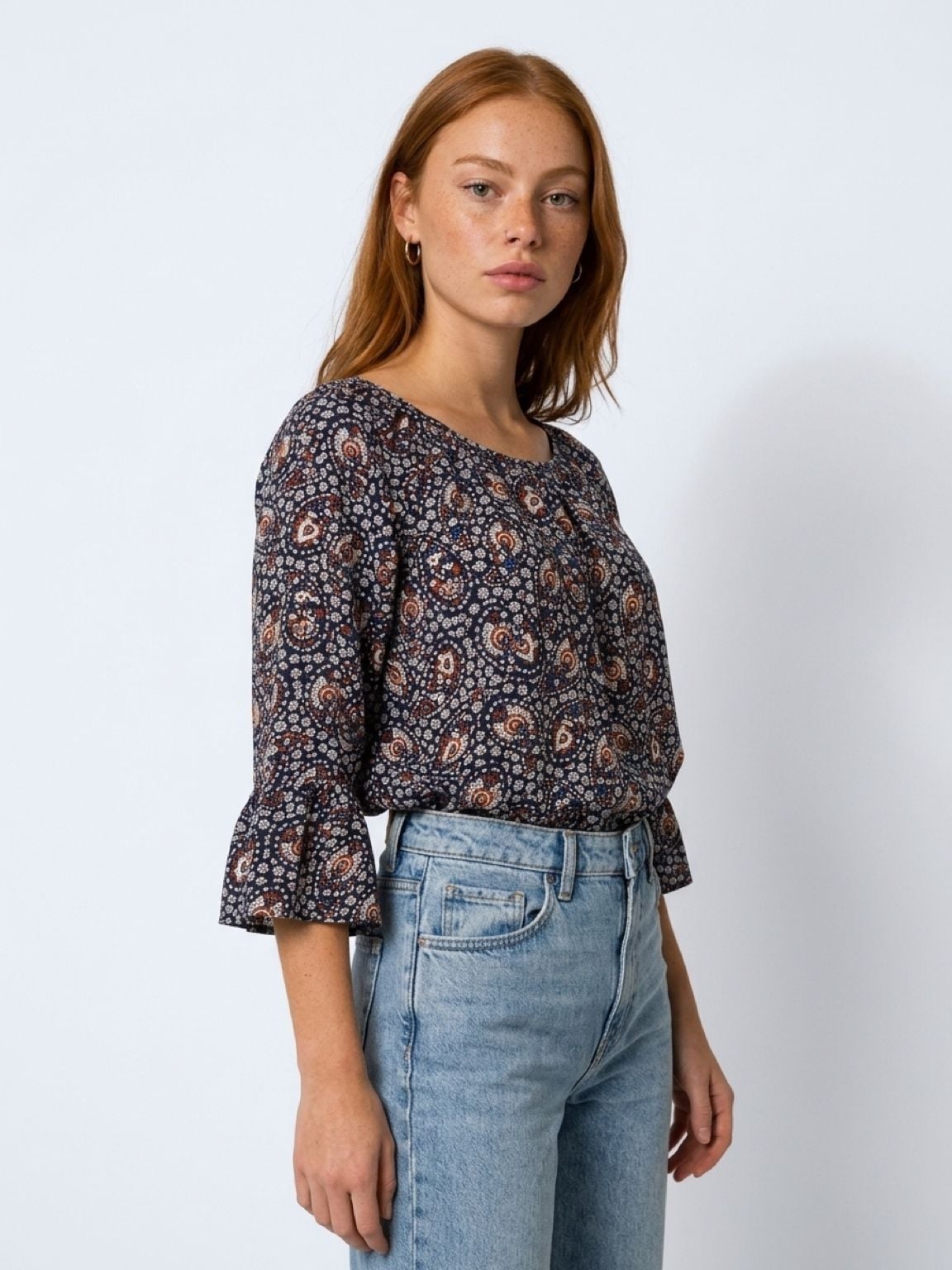 MICHAEL Michael Kors Paisley Floral Print Bell Sleeve Blouse Size L 2