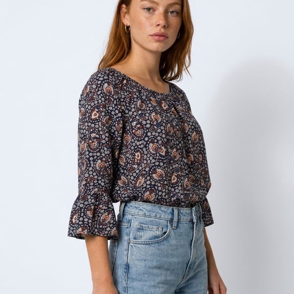 MICHAEL Michael Kors Paisley Floral Print Bell Sleeve Blouse Size L