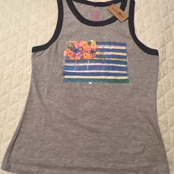Natural Life Floral Flag Tank Top