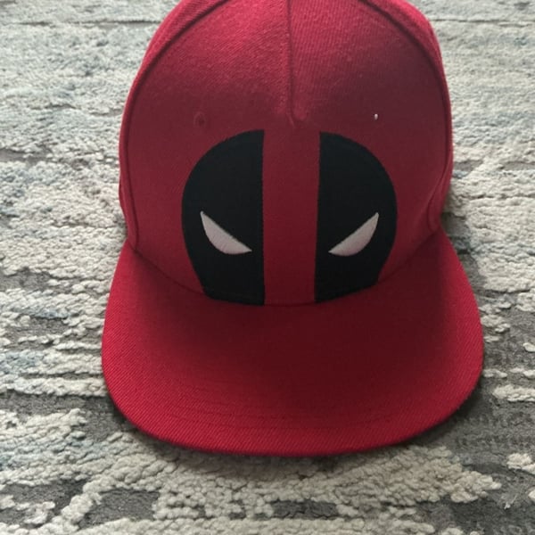 Marvel Deadpool Logo Snapback Hat Red Flat Bill
