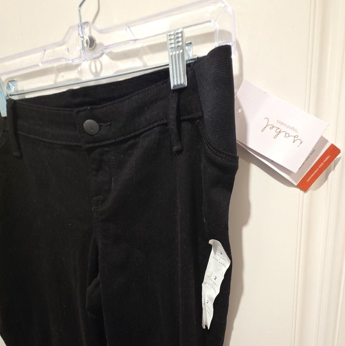 Ingrid & Isabel Maternity Skinny Pants Size 2 Black Side Panel 3