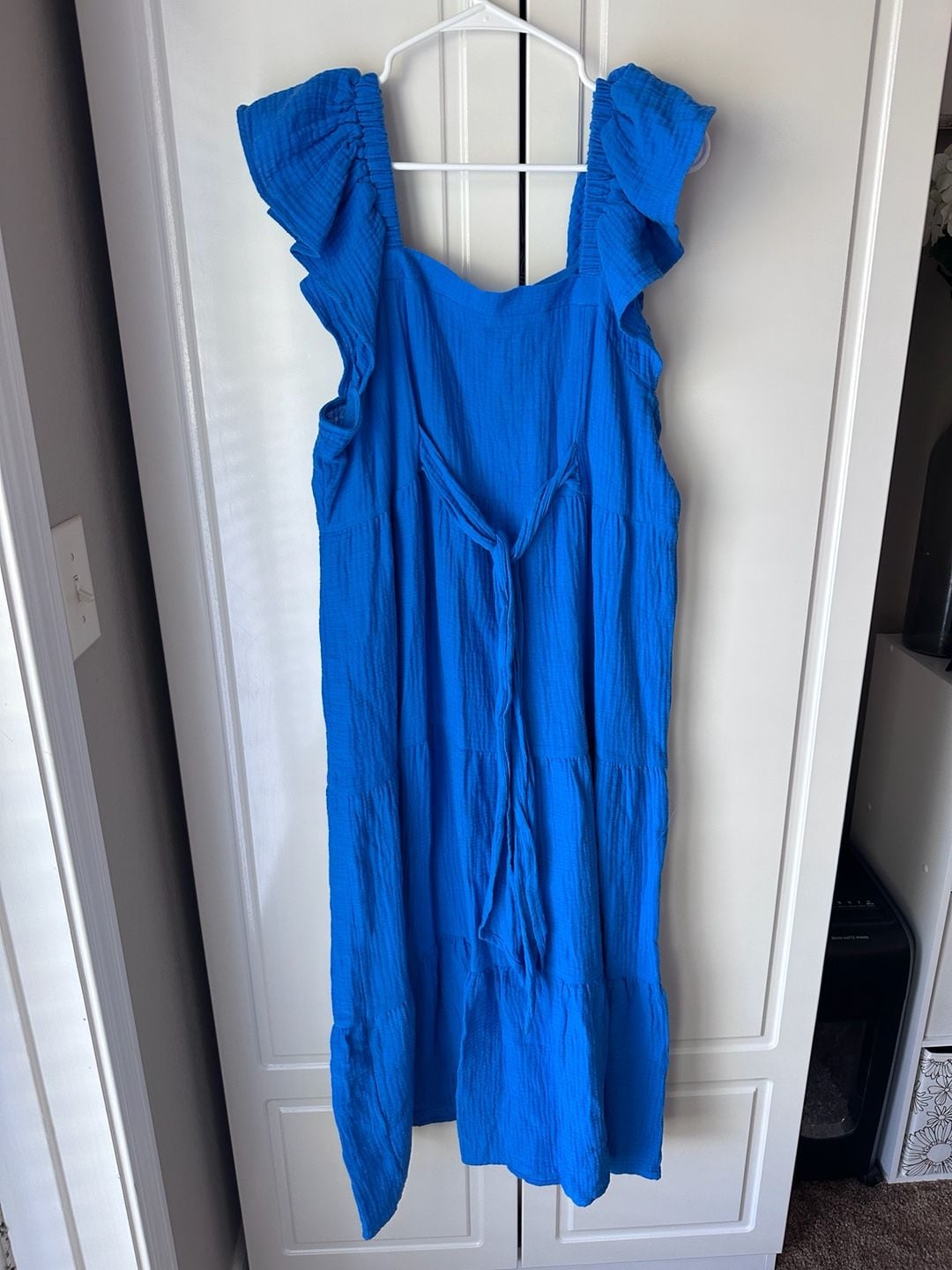 Mud Pie Ruffle Strap Tiered Maxi Dress Size M Blue 3