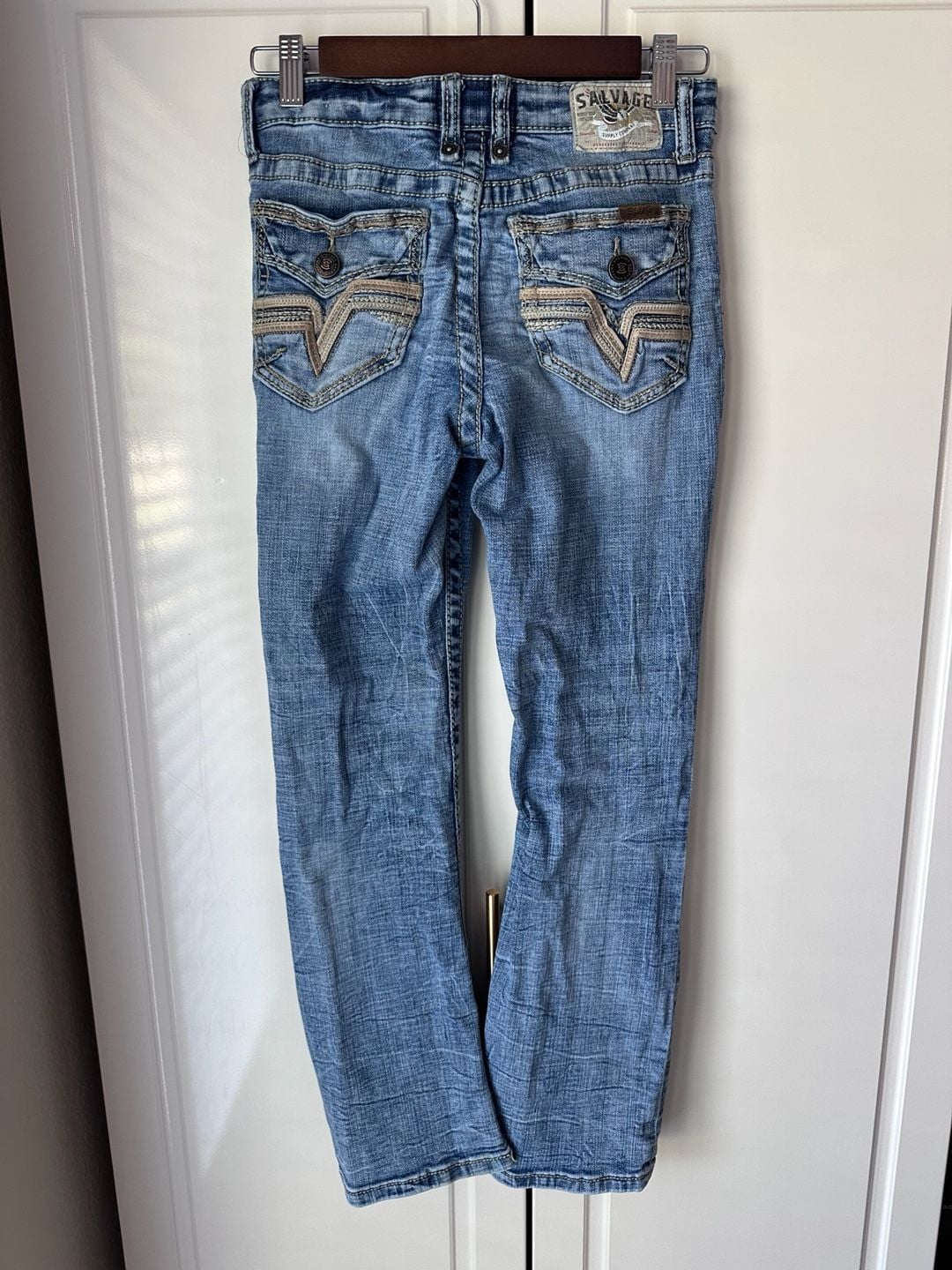 Youth Salvage Mayhem Straight Jeans Blue Distressed Denim 3