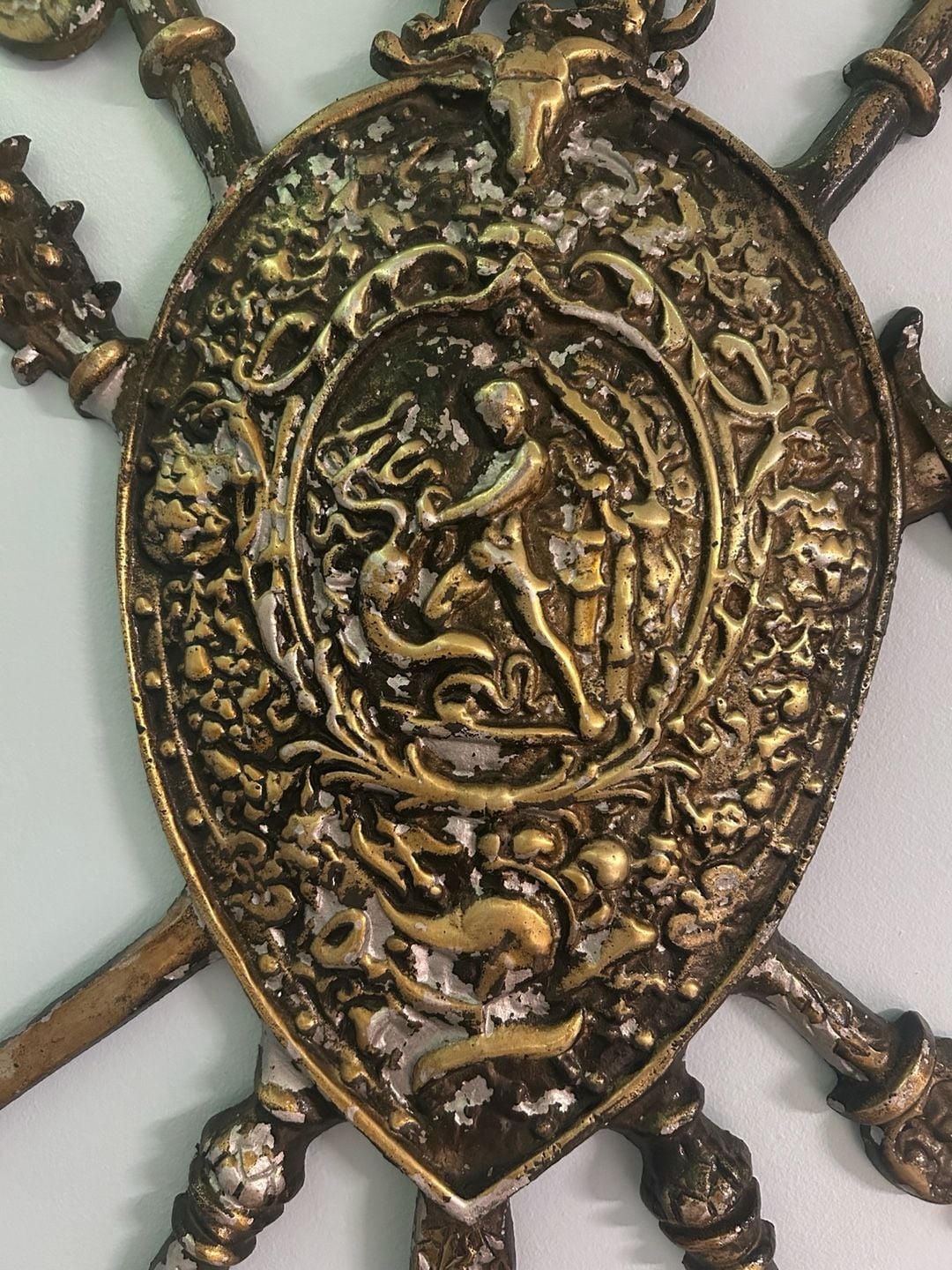 Vintage Cast Metal Medieval Coat of Arms Shield Wall Plaque Japan 2